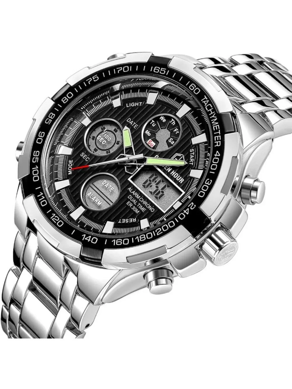 Luxury Waterproof Stainless Steel Analog-Digital Watch for Men - Outdoor Sport